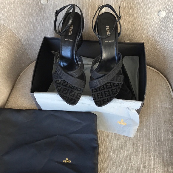 Fendi Shoes - Fendi Black Wedge Heels Size 39.5
